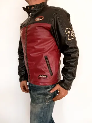 Cazadora motera cuero sintético Talla M