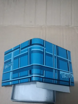 Cartera Billetera Piel Azul Cuadros