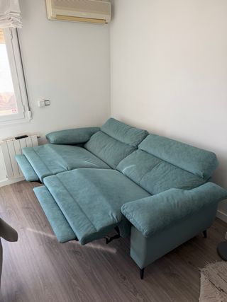 Sofá reclinable 2 plazas turquesa NUEVO .