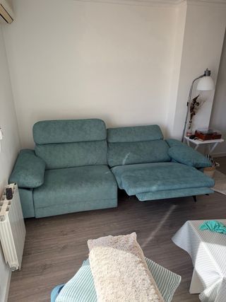 Sofá reclinable 2 plazas turquesa NUEVO .
