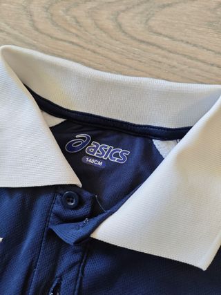 Polo Asics Azul y Blanco Talla M