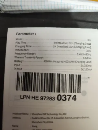 Auriculares AOTONOK i63 True Wireless