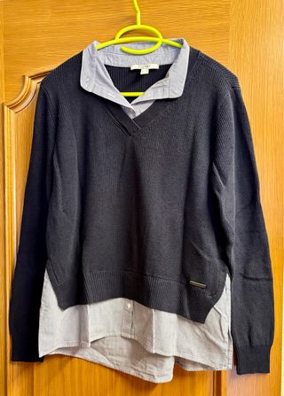 Jersey Esprit azul con camisa a rayas