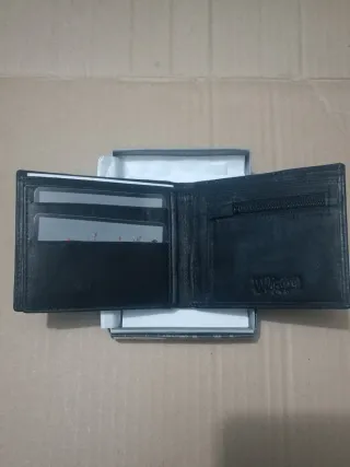 Cartera Billetera Piel Azul Calaveras