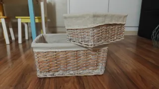 Cestas de ordenación mimbre y tela