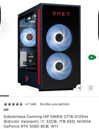 Sobremesa Gaming HP OMEN GT16-0125ns