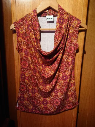 Camiseta sin mangas cuello suelto granat/amaril/ro