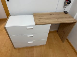 Cómoda y Escritorio Blanco y Madera
