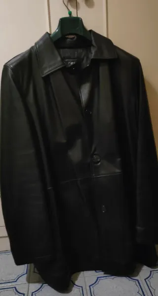 Giacca uomo pelle nera taglia 54