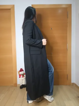 Abrigo largo lana Zara Studio negro T.M