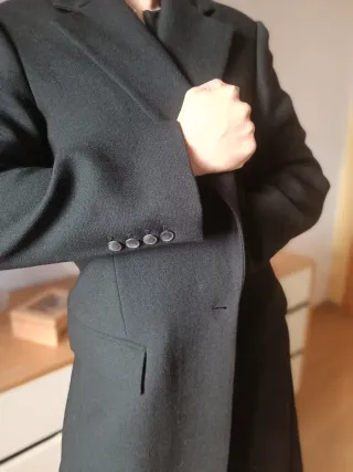 Abrigo largo lana Zara Studio negro T.M