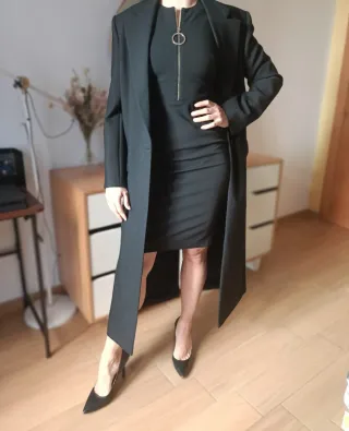 Abrigo largo lana Zara Studio negro T.M