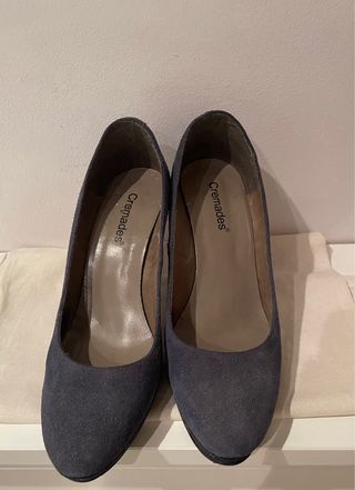 Zapatos de tacón ,azul grisaceo,piel