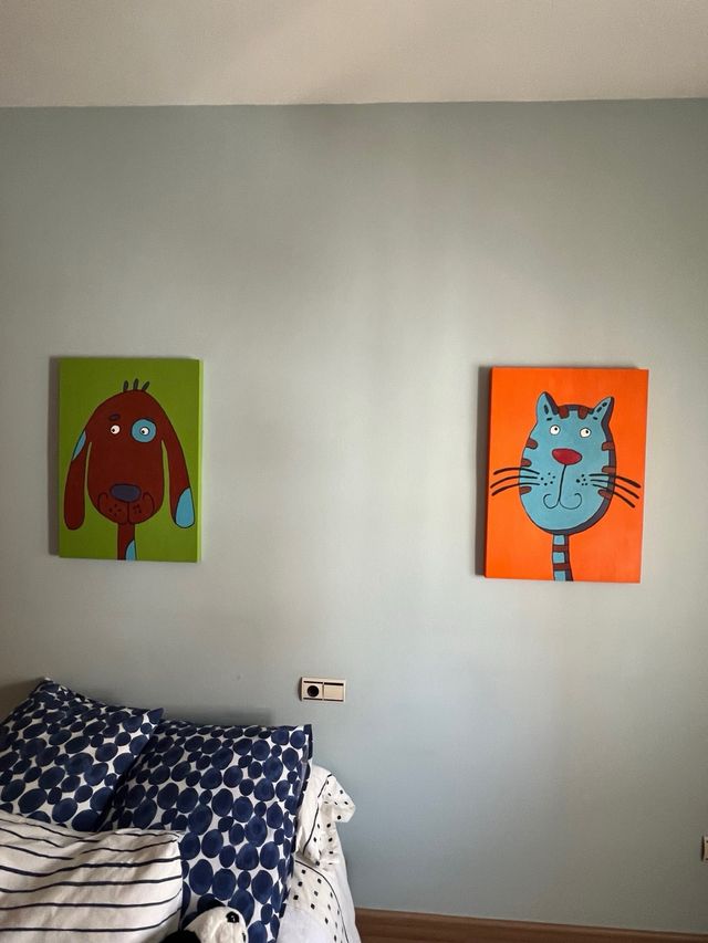 Cuadro gato infantil naranja