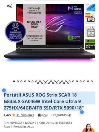 Portátil ASUS ROG Strix SCAR 18 RTX 5090
