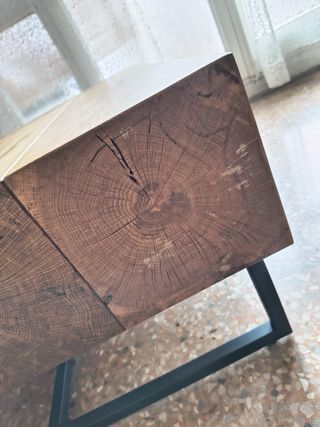 Mesa centro roble rústico diseño industrial 80*80