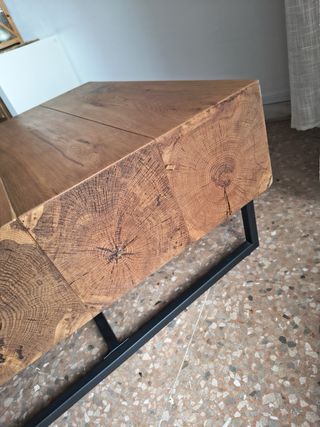 Mesa centro roble rústico diseño industrial 80*80