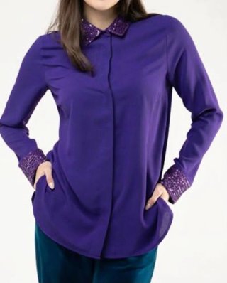 Camicia Caterina Lancini viola con paillettes