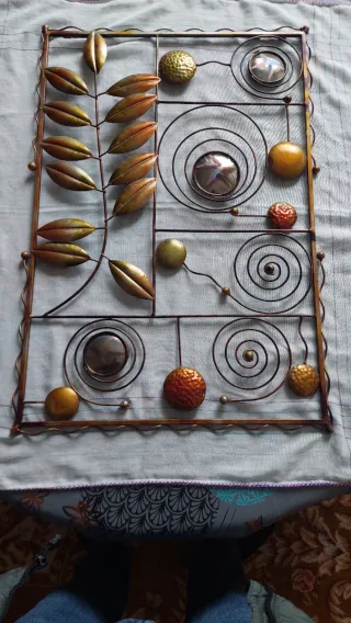 Cuadro Decorativo Metal Hojas y Espiral