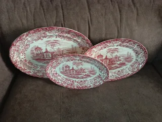 Vajilla La Cartuja Rosa y Blanco