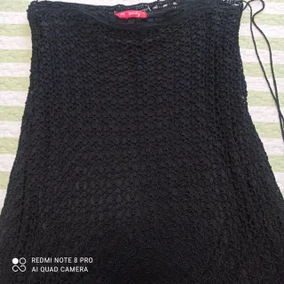 Falda midi ganchillo negra nueva