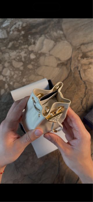 Bolso Prada Piel Cordero Blanco Dorado