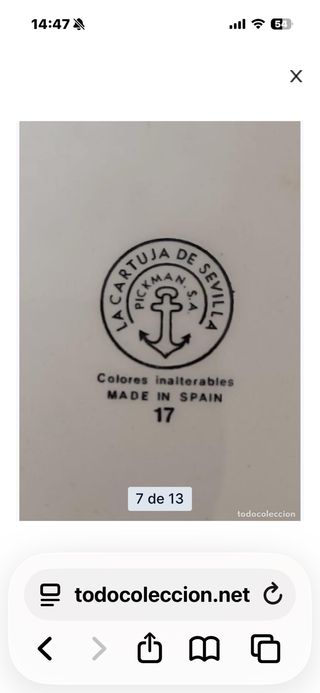 La Cartuja de Sevilla Pickman Vajilla y Café