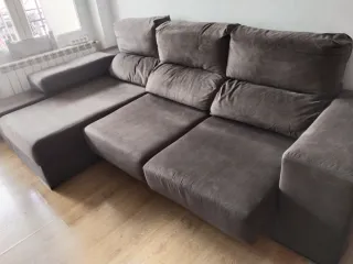 Sofá chaise longue tela marrón