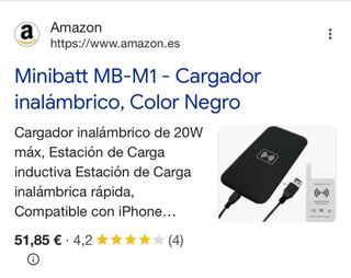 MINI BATT M1 Cargador Inalámbrico Negro