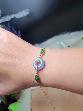 Pulsera Jadeíta A + Oro 18k + Diamante