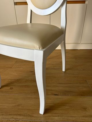 Lote 4 Sillas Tapizadas Piel Beige