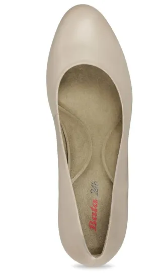 BATA Zapatos Tacón Piel T38 Beige Nuevos