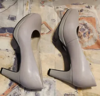 BATA Zapatos Tacón Piel T38 Beige Nuevos