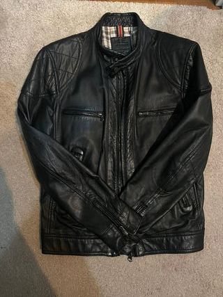 Chaqueta Biker Cuero Negra