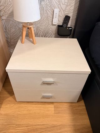 Mesita de noche blanca/gris