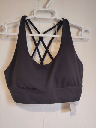 Top Sujetador Deportivo Negro L espalda cruzada