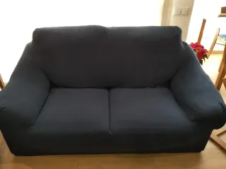 2 Sofás 3 y 2 plazas tela azul