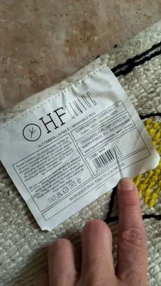 Alfombra lavable diseño geométrico. 100% algodón.