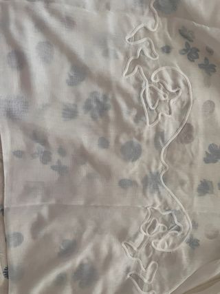 Coppia Tende Bianche con balza e ricamo in fondo