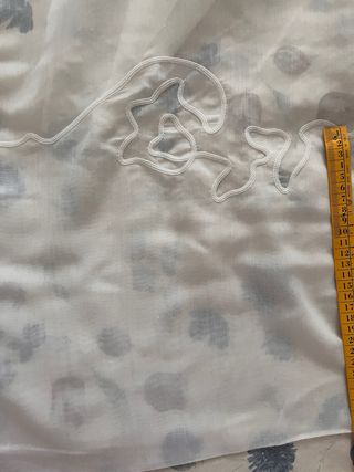 Coppia Tende Bianche con balza e ricamo in fondo