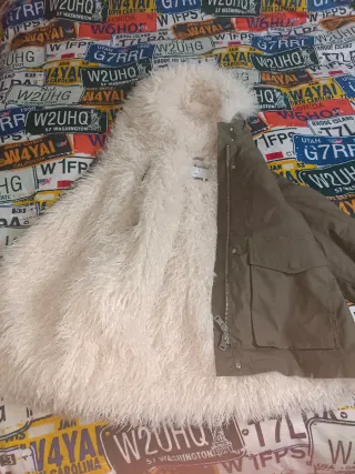 Cazadora reversible mujer beige/verde