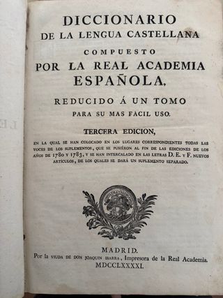 Diccionario de la Lengua Castellana (1791)