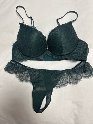 Conjunto lencería morado Y conjunto verde