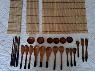 Set Utensilios Comida Asiática Bambú y Madera