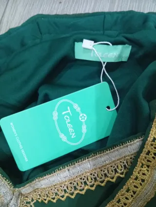 Caftán Marroquí Verde y Dorado Talla S