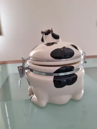 Barattolo vintage mucca ceramica