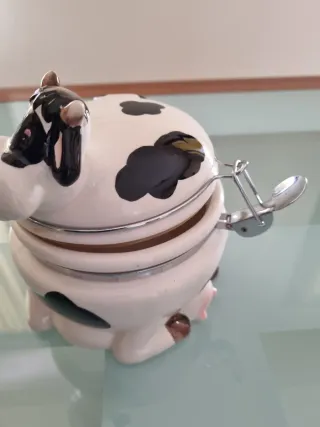 Barattolo vintage mucca ceramica