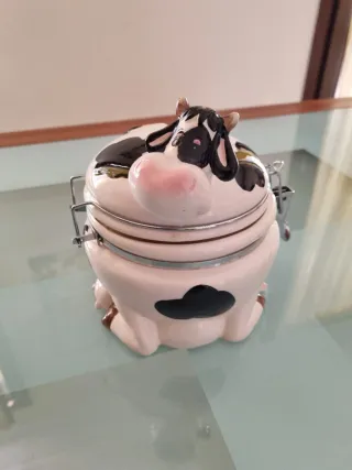 Barattolo vintage mucca ceramica