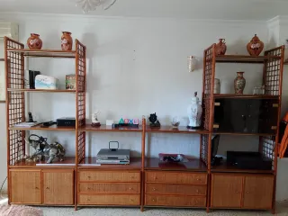 Mueble Retro Rattan Madera Cristal