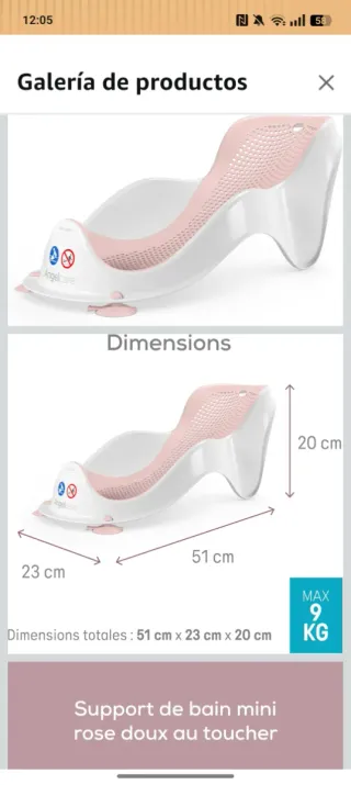 Hamaca para ducha bebé Angelcare rosa